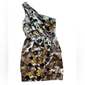 Max & Cleo One Shoulder Cocktail Dress floral abstract print size 8